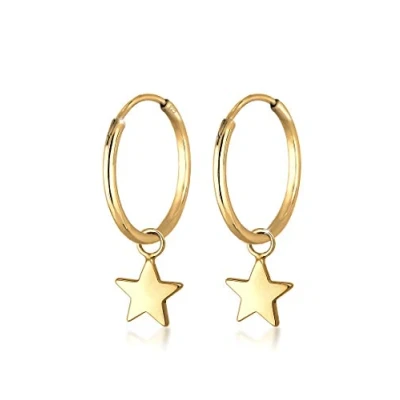 Image of Elli Earrings Women Creoles Star Pendant Playful in 925 Sterling Silver