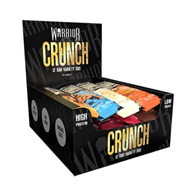 Image of Warrior Crunch High Protein Bars 20g Each Bar Low Carb, Sugar Snack 12 Pack x 64g (Variety Pack)