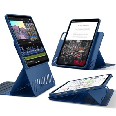 Image of ESR for iPad Pro 11 inch Case (2024, 5th Generation), Rotating with Removable Magnetic Cover, Adjustable Portrait/Landscape Stand Raised Screen View, 9 Standing Angles, Shift Series, Blue