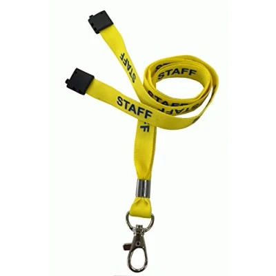 Image of Customcard Printed Breakaway Yellow Staff Lanyard with Metal Dog Clip, Yellow,19 inches