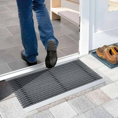 Image of Nicoman GREY Strip Doormat, Heavy Duty Barrier Dirt Trapper Aluminium Metal Door Mat
