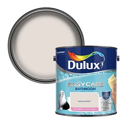 Image of Dulux Easycare Bathroom Soft Sheen Emulsion Paint For Walls And Ceilings Nutmeg White 2.5 Litres