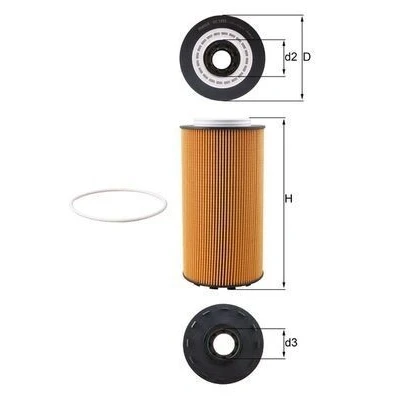 Image of 2047411, 2151728, 2234788 Oil Filter MAHLE ORIGINAL OX 1293D with gasket/seal Insert DAF: XF