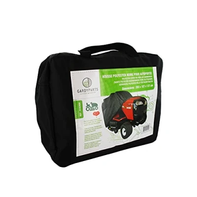 Image of GREENSTAR Tractor Lawnmower Protective Cover for Rear Discharge Ride On Mower Polyester Black Dimensions: 203 x 127 137 cm