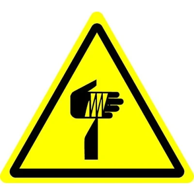 Image of ISO Safety Label Sign International Warning Sharp elements Symbol Self adhesive sticker 50mm Diameter
