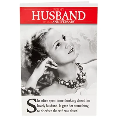 Image of Anniversary Card For Husband, Funny Husband Wedding Anniversary, Wifi, Funny, Humour, Greetings Card,