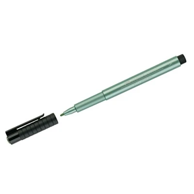 Image of Faber Castell Art &amp; Graphic Pitt Artist Pen Metallic 1.5 India Ink Pen, Green Metallic, Single For Art, Craft, Drawing, Sketching, Home, School, University, Colouring