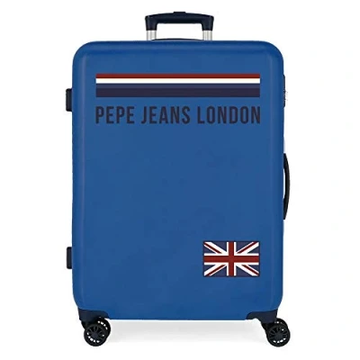 Image of Pepe Jeans Overlap Blue Medium Suitcase 48 x 68 26 cm Rigid ABS Combination Lock 70 Litre 3.7 kg 4 Double Wheels