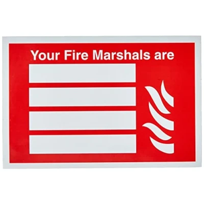 Image of Seco Your Fire Marshals are &amp; Sign, 300mm x 200mm Self Adhesive Vinyl