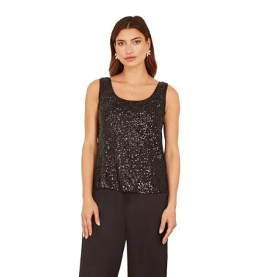 Image of Yumi Womens Black Sequin Vest Size 12 UK