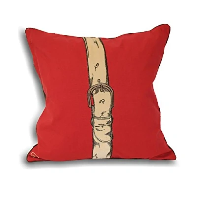Image of Riva Paoletti &quot;Polo Strap&quot; Cushion Covers, Red, 45 x cm