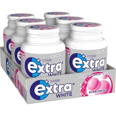 Image of Extra White Bubblemint, Chewing Gum, Sugar Free, Gum Bulk Box, 6 Packs of 46 Pieces
