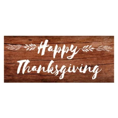 Image of PARTYRAMA.CO.UK Happy Thanksgiving Day Wooden Effect PVC Party Sign Decoration 60cm x 25cm
