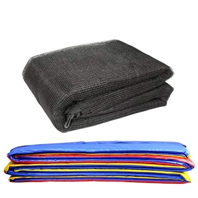 Image of Greenbay Trampoline Replacement Spring Cover Padding Pad &amp; Safety Net Enclosure Surround Bundle 10FT Tri Colour for 6 poles