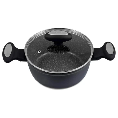 Image of Zyliss E980141 Ultimate Non Stick Stock Pot with Lid 20 cm/2.15 Litre Forged Aluminium Black Rockpearl Plus Technology Suitable for All Hobs