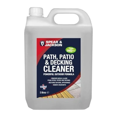 Image of Spear and Jackson 5 Litres Concentrate Path Patio Decking Cleaner Green Algae Mould Remover Pressure Washer Detergent