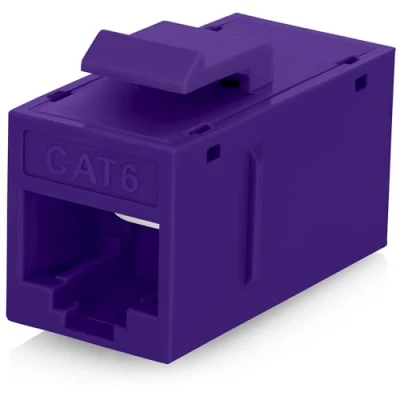 Image of Everest Media Solutions RJ45 CAT6 Keystone Coupler Purple 6 Pack Inline Jack Female to for Standard Wall Plates &amp; Patch Panels UTP Ethernet Extender Adapter Gender Changer