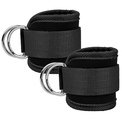 Image of Ankle Straps Resistance Bands Wrist Cuffs Padded Adjustable Fitness Glute Kickback D Ring for Cable Machine Gym Foot Leg Training Brace Support 1 Pair