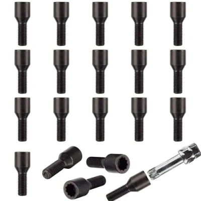 Image of Ellis Excellence Set of 20 M12 x 1.5, Black Tuner Bolts, 28mm Thread, Suitable for BMW Vehicles and More