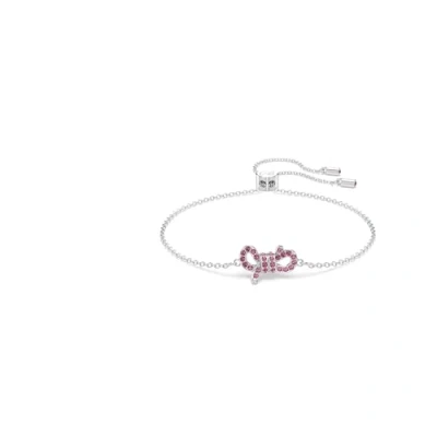 Image of Swarovski Lifelong Bow bracelet, Bow, Pink, Rhodium Plated