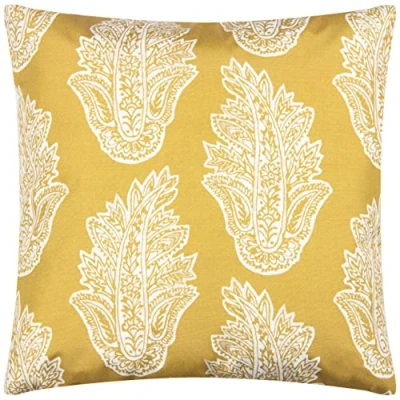Image of Paoletti Kalindi Paisley Outdoor Polyester Filled Cushion,Saffron,43 x 43cm