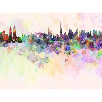 Image of Bumblebeaver MP PAINTING ABSTRACT CITYSCAPE DUBAI UAE PAINT SPLASH SKYLINE 30x40 cms ART POSTER PRINT PICTURE CC6059