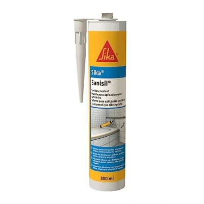 Image of Sika Sanisil Silicone Sealant Suitable For Sanitary Applications Anti Mould Quick Curing Solvent Free White 300ml