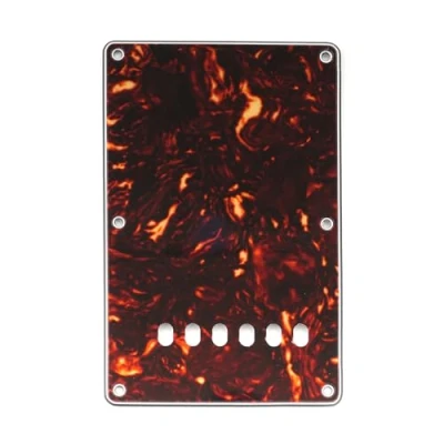 Image of Musiclily 6 Hole ST Back Plate Tremolo Cavity Cover for China Squier Electric Guitar, 4Ply Tortoise Shell