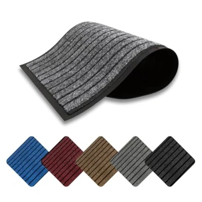 Image of Domats Non Slip Rubber Door Mat Heavy Duty Washable Entrance Rug Super Absorbent Waterproof Pvc Backing Indoor &amp; Outdoor Doormats Matts for Home Office Commercial Use(Grey 60x120)