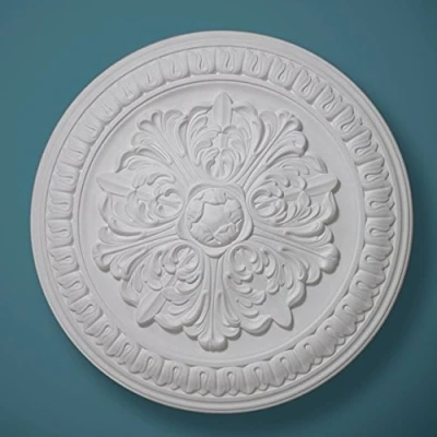 Image of Plaster Ceiling Rose Leaf and Lambs Tongue 520mm/ 20.5&quot; Handcrafted in Yorkshire CP14