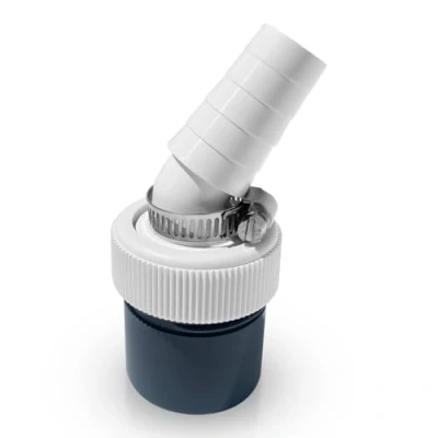 Image of Washing Machine Drain Adaptor for Dishwasher Angle Connection with Inlet Connector of 19 24 mm and Outlet 40 Pipe Thread Material: Plastic