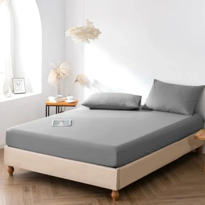 Image of Good Nite Fitted Sheet Bed Sheets Double 25CM Extra Deep Pocket Soft and Breathable Machine Washable Bedding (Dark Gray, Double)