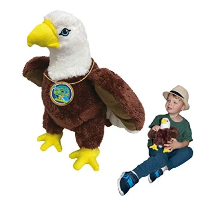 Image of EcoBuddiez Eagle from Deluxebase. Large 30cm Soft Plush Animals made Recycled Plastic Bottles. Eco Friendly Cuddly Gift for Kids and Cute Stuffed Animal Toy Toddlers.