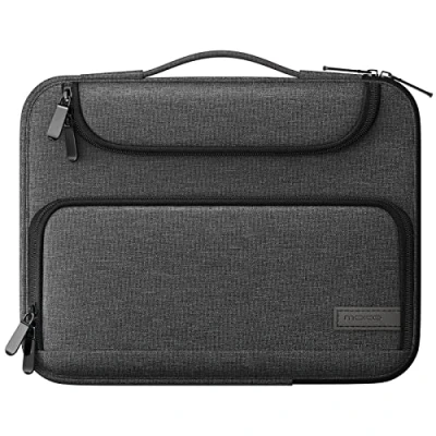 Image of MoKo 9 11 Inch Tablet Sleeve Bag, Fits iPad Air 5/4th 10.9, Pro Inch, 9/8th 10.2, 10th Tab S8/S9 11&quot;,Waterproof Polyester Bag with Double Pockets,Retractable Handle, Black&amp;Gray