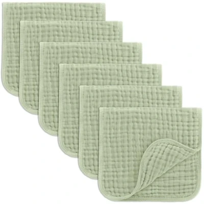 Image of Comfy Cubs Muslin Cloths for Baby, Baby Essentials, Burp Cloths, Squares, 100% Cotton, Hand Washcloths 6 Layers Extra Absorbent and Soft (Sage, Pack, 50 X 25 CM)