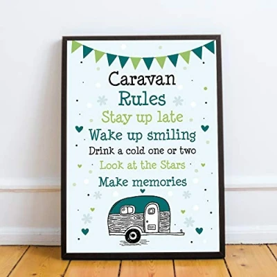 Image of RED OCEAN Caravan Rules Sign Novelty Framed Print Retirement Friend Gift