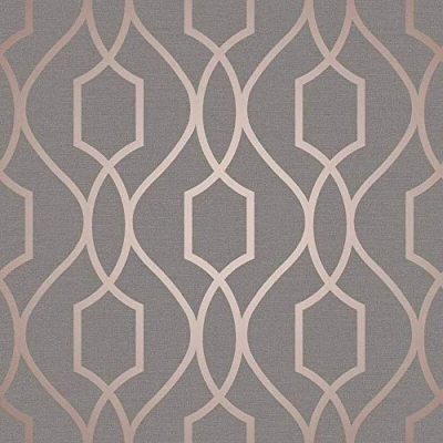 Image of Fine Décor FD41998 UK Apex Trellis Sidewall Wallpaper, Copper/Charcoal