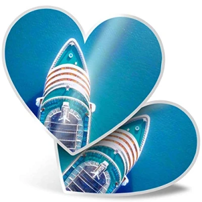 Image of 2 x Heart Stickers 7.5 cm Luxury Cruise Ship Ocean Sea Fun Decals for Laptops,Tablets,Luggage,Scrap Booking,Fridges, #2030
