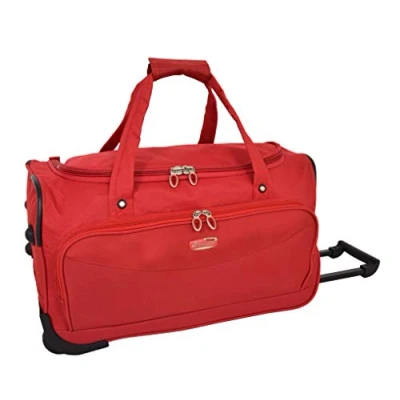 Image of Travel Duffle Bag Lightweight Wheeled Holdall Cabin Sports Weekend Darwin (Red)