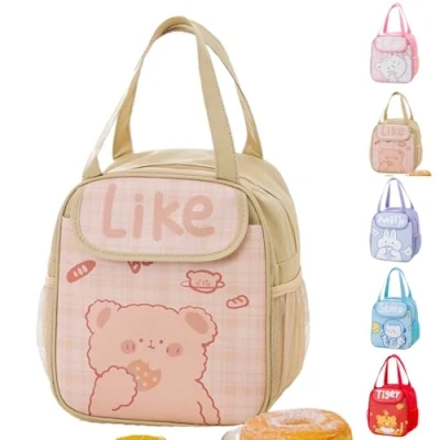 Image of BILIPOPX Cute Lunch Bag Kawaii Aesthetic for Women Insulated Box (Brown Bear)