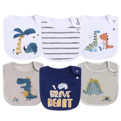 Image of Maiwamita 6 Pack Waterproof Cotton Baby Bibs for Girls Boys Drooling Eating with Snaps (multi9)