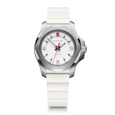 Image of Victorinox Women’s Watch I.N.O.X. V Ø 37 mm, Swiss Made, Analogue Quartz, Water Resistant up to 100 m, Sapphire Glass, Rubber Strap, White