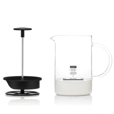 Image of Bodum 1446 01 Latteo Milk Frother, Borosilicate Glass 0.25 L, Black/ Transparent