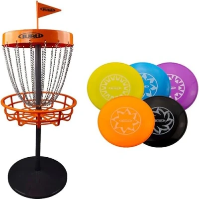 Image of Guru Disc Golf Mini Basket Set, with 5 Discs, Frisbee for Indoor and Outdoor, 970362