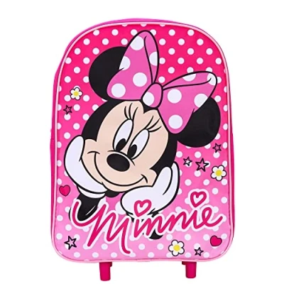 Image of TDL Girls Kids Minnie Standard Folding Trolley Hand Luggage Bag Backpack for School Travel Holidays