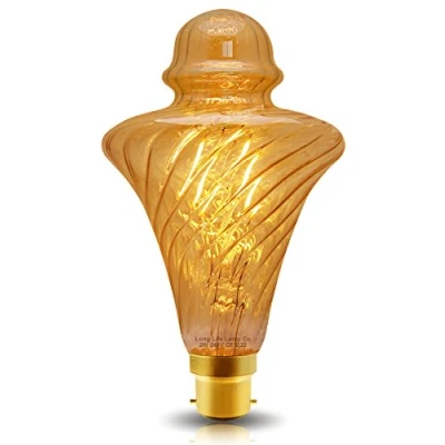 Image of Long Life Lamp Company Vintage LED 2w Filament Light Bulb Swirling Gold Glass B22 Bayonet Fitting