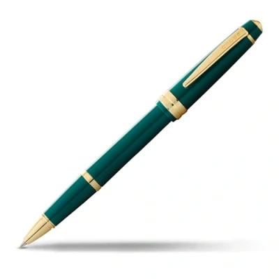 Image of CROSS Bailey Light AT0745 12 Refillable Resin Gel Ink Rollerball Pen with Polished Gold Tone Appointments, Medium Point, includes Premium Gift Box and Black Cartridge, 1 Pack, Green