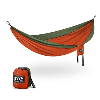 Image of ENO, Eagles Nest Outfitters SingleNest Lightweight Camping Hammock, Orange/Olive