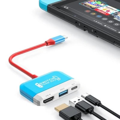 Image of RREAKA Switch Dock for Nintendo OLED, 3 in 1 TV Adapter with 4K HDMI, USB 3.0 Port, Type C 100W Charging, Portable Docking Station Travel, Samsung Dex S24, MacBook