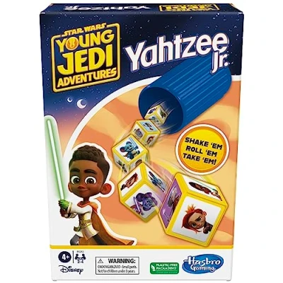 Image of Hasbro Gaming Yahtzee Jr. Star War: Young Jedi Adventures Edition Board Game for Kids Ages 4+ 2 4 Players Counting and Matching Games Preschoolers